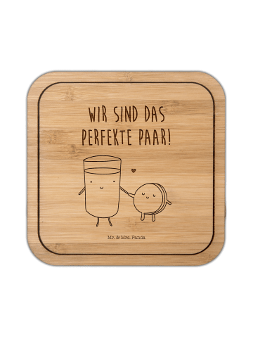 Mr. & Mrs. Panda Untersetzer quadratisch Milch Keks mit Spruch in Transparent