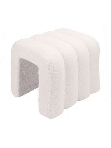 relaxdays Teddyfell Hocker in Creme - (B)40 x (H)40 x (T)40 cm