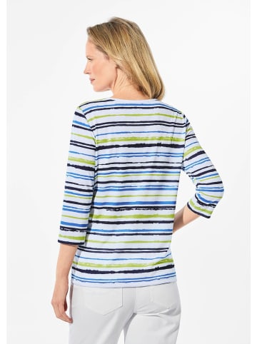 GOLDNER Pflegeleichtes Shirt in Ringeloptik in marine / hellgrün / blau / geringelt