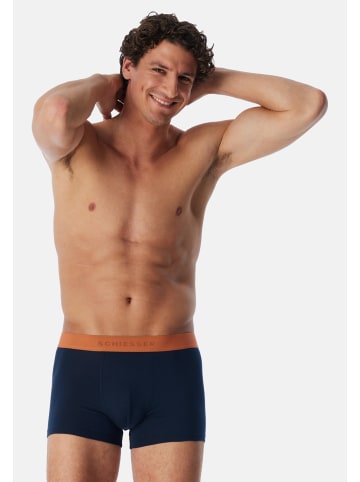 Schiesser Retro Short / Pant 95/5 Cotton in Dunkelblau / orange