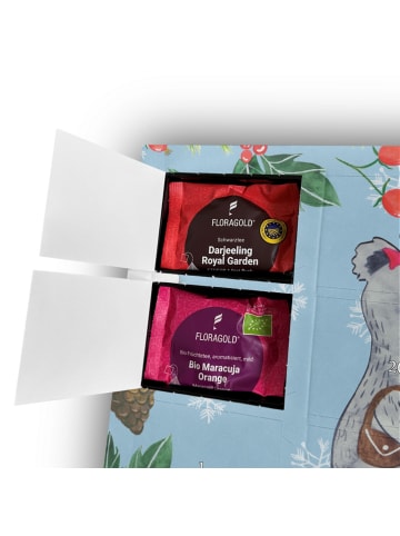 Mr. & Mrs. Panda Advents-Teekalender Koala Familie zwei mit Spruch in Eisblau
