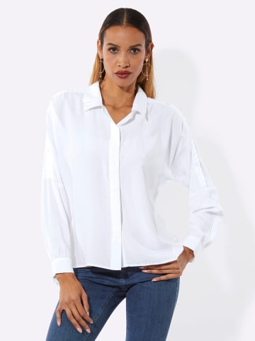 creation L Seiden-Viskose-Longbluse in weiß