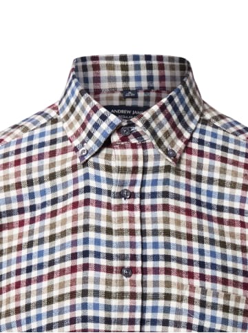 Andrew James Flanellhemd in ecru blau - 0002