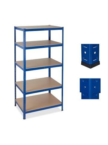 relaxdays Schwerlastregal in Blau - (B)90 x (H)180 x (T)60 cm