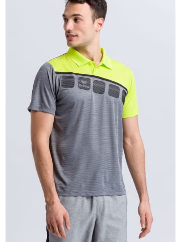 erima 5-C Poloshirt in grau melange/lime pop/schwarz