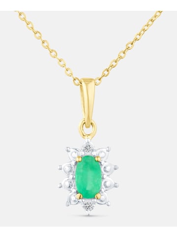 Diamant L'éternel Kette mit Anhänger, mit Smaragd, 375 Gelbgold