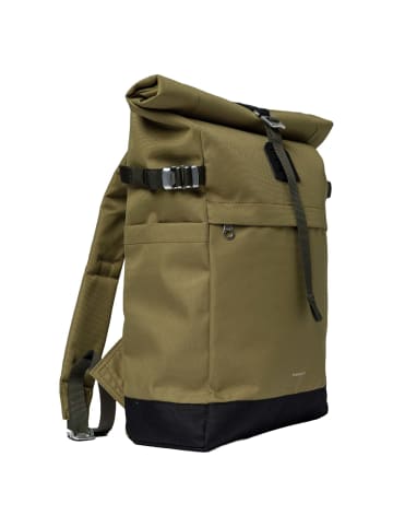 SANDQVIST Icon Rolltop - Rucksack M 14" 60 cm (cabernet) in olive drab with black leather