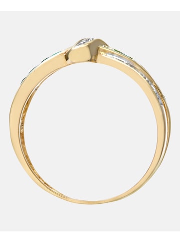 Diamant L'éternel Ring aus 375 Gelbgold mit Diamant mit Smaragd