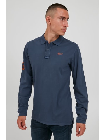 BLEND Langarm-Poloshirt in blau