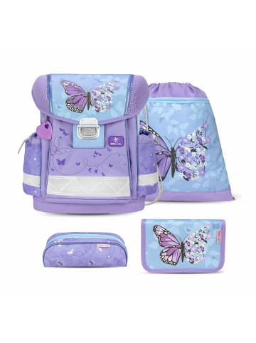 Belmil 4tlg-Set: Schulranzen Set Classy  Purple Blue Butterfly