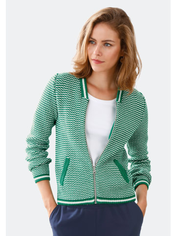 LOOXENT Strickjacke Cardigan in grün/weiß