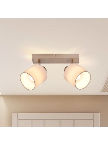 ZMH Deckenleuchte in silber 2-flammige E14 Vintage mit Stoffschirm