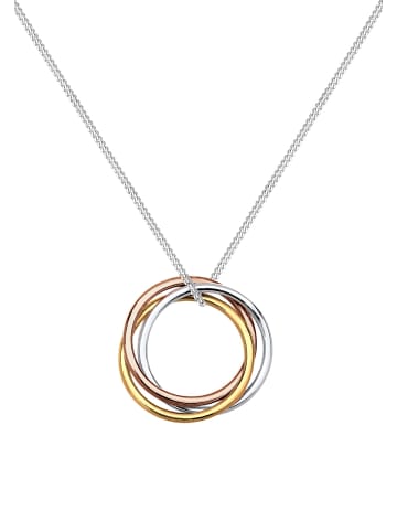Elli Halskette 925 Rosegold Kreis, Bi Color_Tri Color in Silber