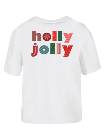 Merchcode Merchcode Ladies Christmas Holly Jolly Mood Tee in white