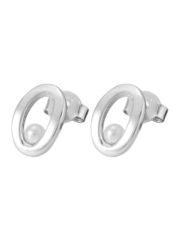 Adeliás Damen Ohrringe – Ohrstecker aus 925 Silber mit Perle in silber