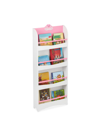 relaxdays Kinderbücherregal "Schwan" in Weiß/ Rosa - (B)50,5 x (H)124 x (T)15 cm