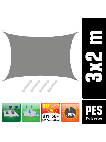 AMANKA Sonnensegel Coachella 200 x 300 cm in grau