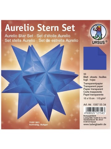 Buntpapierfabrik Ludwig Bähr Faltblätter Aurelio Stern Transparentpapier 115g/qm 15x15cm 33 Blatt b...