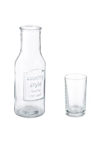 relaxdays Wasserkaraffe mit 4-tlg. Gläser Set in Transparent