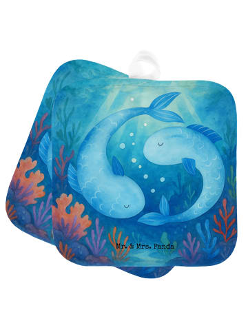 Mr. & Mrs. Panda Topflappen Sternzeichen Fische Design ohne Spruch in Weiß