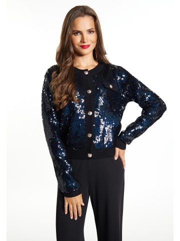 faina Damen Strickjacke Mit Pailletten in Schwarz
