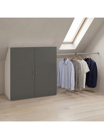 VCM  Dachschrägen Kleiderschrank mit Stange Dacho L in Weiß / Anthrazit