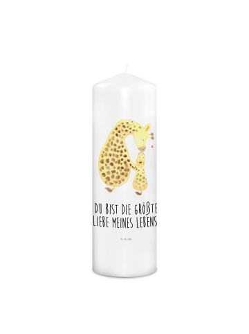 Mr. & Mrs. Panda Stumpenkerze Giraffe Kind mit Spruch in Weiß