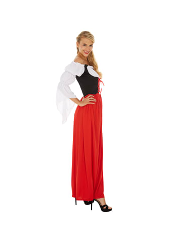 tectake Tailliert gearbeitetes Dirndl mit langem Rock, schwarz/rot