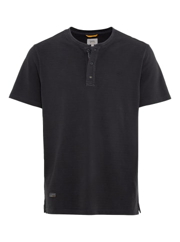 Camel Active Kurzarm Henley aus reiner Baumwolle in Schwarz