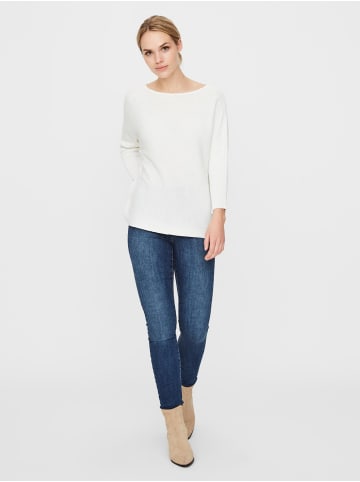 Vero Moda Eleganter 3/4 Arm Rippstrick Pullover VMNORA in Weiß