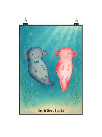 Mr. & Mrs. Panda Poster Axolotl Liebe Design ohne Spruch in Weiß