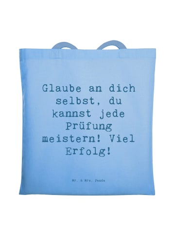 Mr. & Mrs. Panda Stofftragetasche Spruch Prüfungen bestehen mit ... in Sky Blue