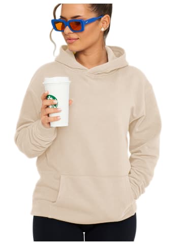 DAILY COTTON Kapuzenpullover - Unifarben im Oversize Schnitt - Kapuzenpullover Loose-Fit Basic Oversize Hoodie Einfarbig Sweatshirt in Taupe Light