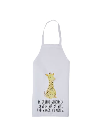 Mr. & Mrs. Panda Küchenschürze Giraffe Zufrieden mit Spruch in Weiß