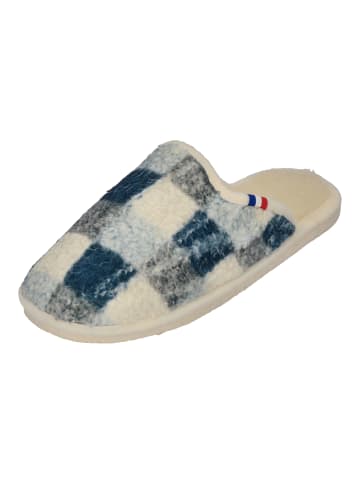 Espadrij l'orginale Hausschuhe CHAUSSON WOOLCHECK in blau