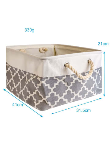 Intirilife Aufbewahrungskorb Box Organizer mit Henkel 41x31.5x21cm in Grau mit Muster