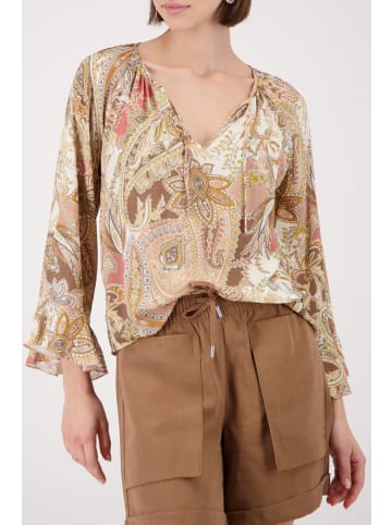 monari Bluse mit Paisleymuster und Trompetenärmeln in Mocca Gemustert