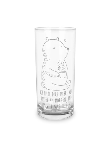 Mr. & Mrs. Panda Wasserglas Bär Morgenkaffee mit Spruch in Transparent