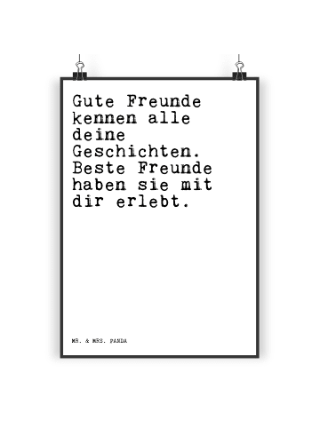 Mr. & Mrs. Panda Poster Gute Freunde kennen alle... mit Spruch in Weiß