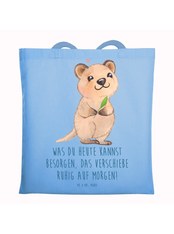 Mr. & Mrs. Panda Tragetasche Quokka Happy mit Spruch in Sky Blue