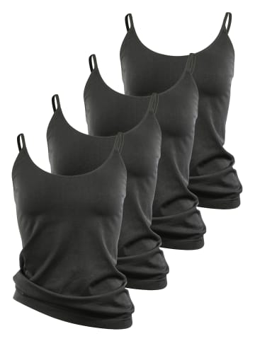 Yenita® Spaghetti Top - Unterhemd 4er Set Träger Top in schwarz