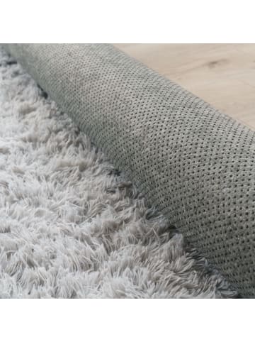 KADIMA DESIGN Hochflor Teppich Shaggy waschbar Unifarben Schlafzimmer in Hellgrau