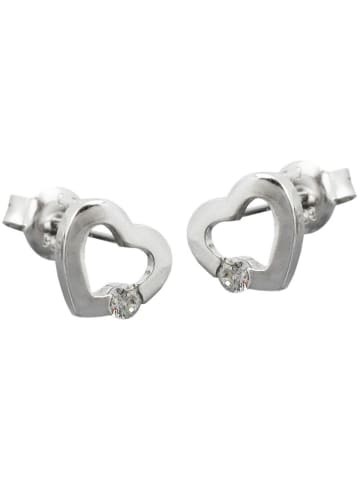 Gallay Ohrstecker Ohrring 7x8mm Herz mit Zirkonia glänzend Silber 925 in silber