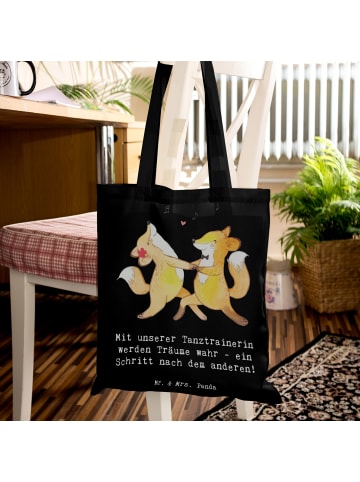 Mr. & Mrs. Panda Einkaufstasche Tanzen Trainerin mit Spruch in Schwarz
