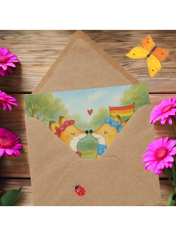 Mr. & Mrs. Panda Klappkarte Füchse Lesbian Pride Design ohne Spruch in Weiß