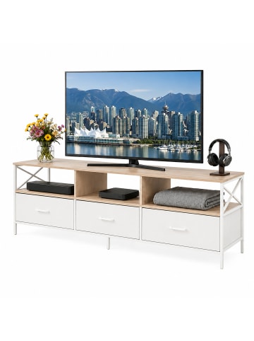 relaxdays TV Lowboard in Natur/ Weiß - (B)170 x (H)50 x (T)40 cm