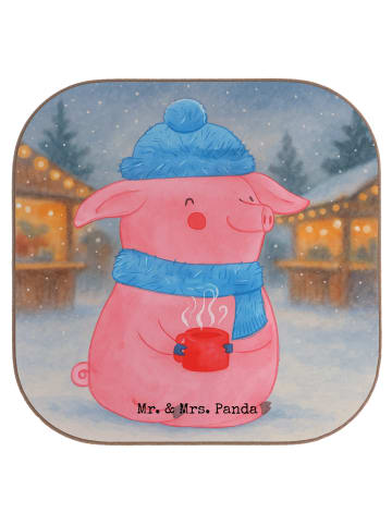 Mr. & Mrs. Panda Glasuntersetzer Schwein Glühwein Design ohne Sp... in Weiß