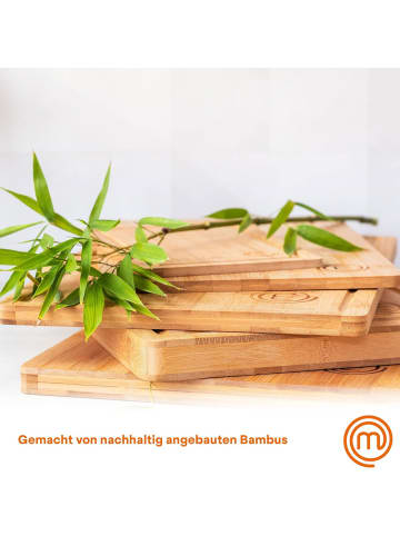 MasterChef 4 tlg. Set Schneidebrett + 3-tlg Küchenmesser Set in Holz, Bunt