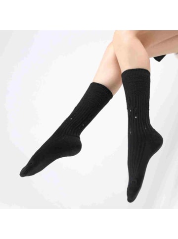 MUNADUNA 2er-Pack Vintage-Look Buchstaben Longsocks in Schwarz