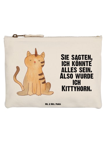 Mr. & Mrs. Panda Schminktasche Einhorn Katze mit Spruch in Weiß